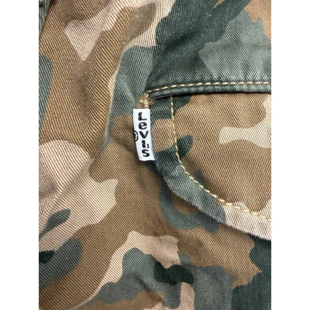 Levi Mens Cargo Shorts Woodland Camouflage Utility Straight Leg Cotton Size 29